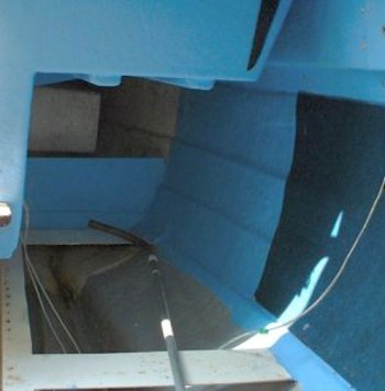 Looking aft in the SeaHawk cabin before restoration