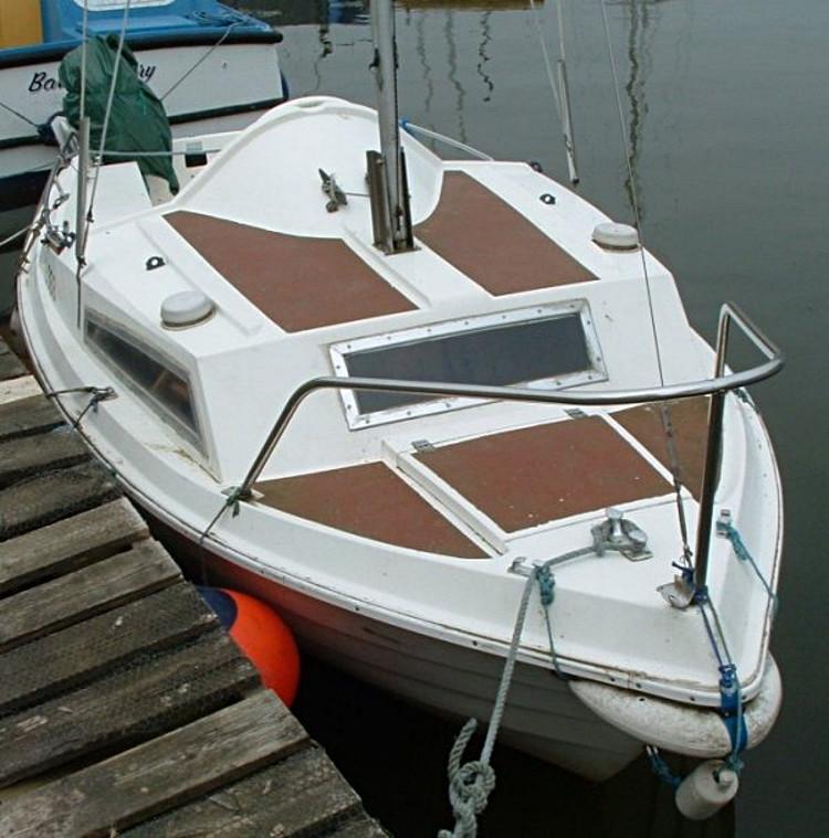 A modern four-berth SeaHawk, moored at the Pleasure Boat